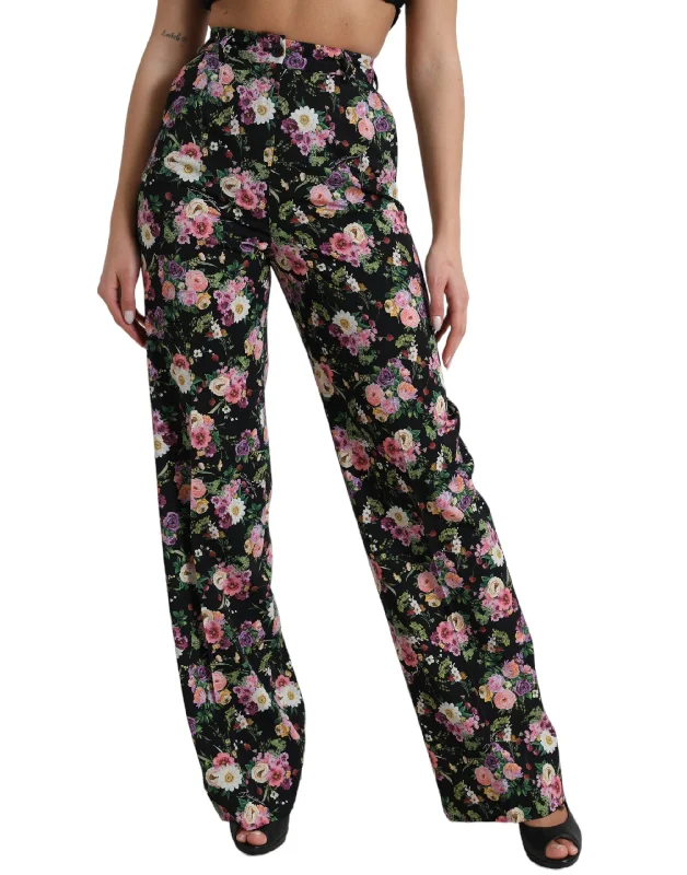 Floral High Waist Wide Leg Pants Trendy High-Waist Trousers