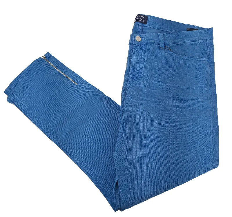 GANT Women's Bluebell Colored Kelly Cropped Pants 410948 $198 NWT Elegant High-Waist Pants
