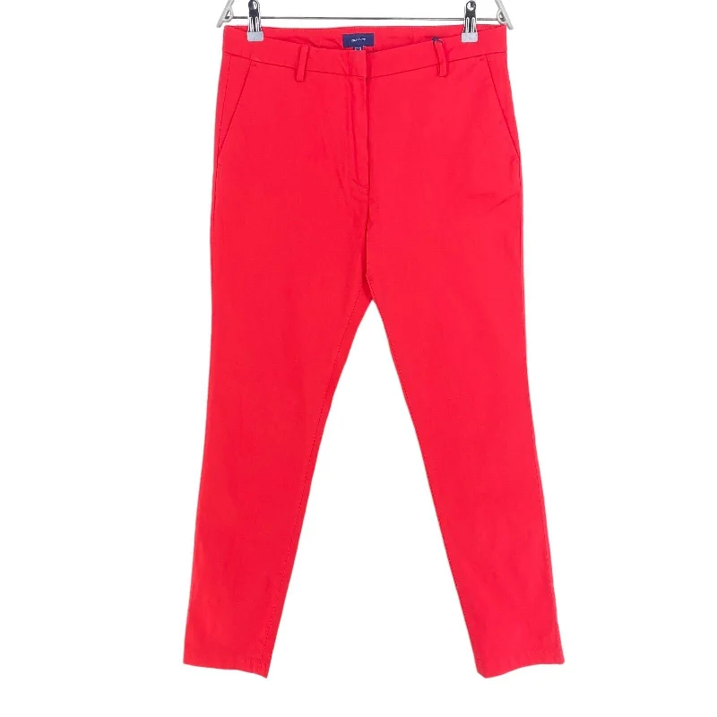 GANT Women's Plumeria Red Satin Chino Pants 414666 $178 NWT Stylish Elastic Waist Pants