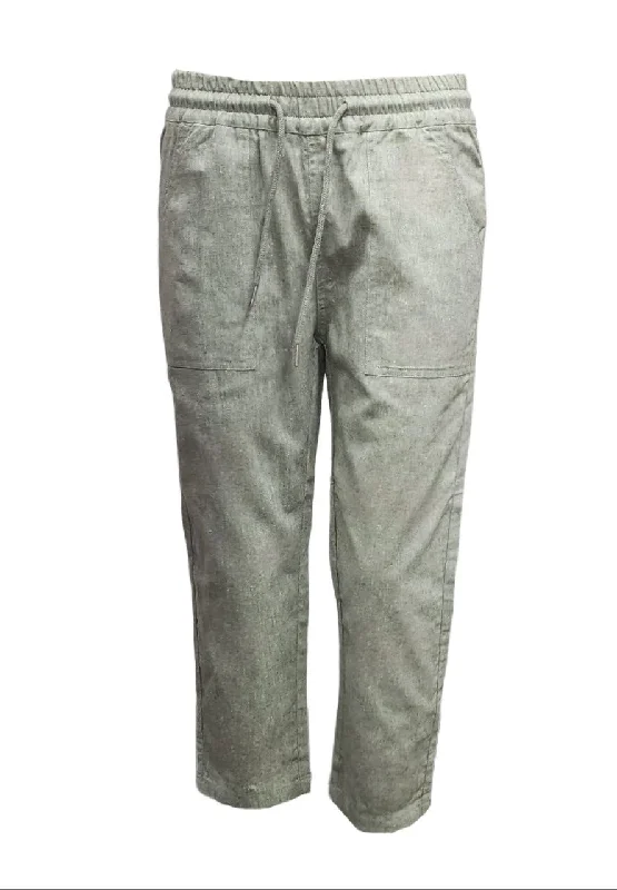 HoodLamb Women's Olive Drawstring Crop Straight Hemp Pants 420 X-Small NWT Soft Stretch Pants
