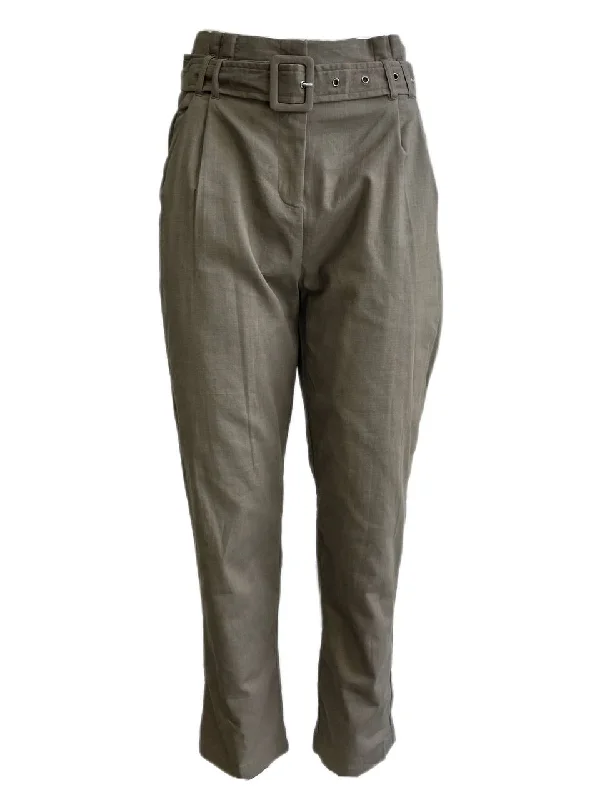 LOST IN LUNAR Women's Khaki Alaska High Rise Belted Pants Size S NWT Lightweight Linen Pants