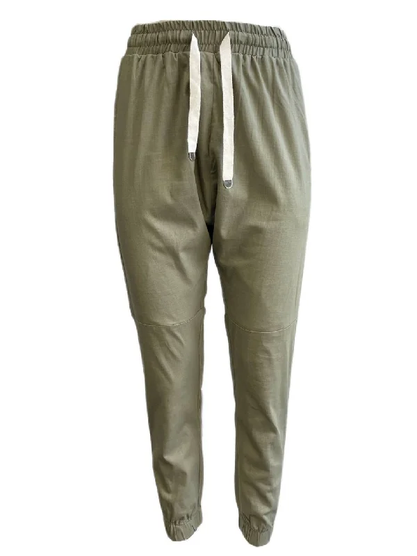 LOST IN LUNAR Women's Khaki Bailey Drawstring Pants Size US 2 NWT Formal Dress Pants