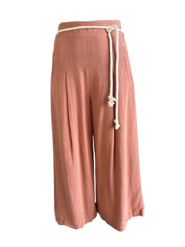 LOST IN LUNAR Women's Orange Adrian Wide Leg Crop Pants Size XS NWT Trendy Palazzo Pants