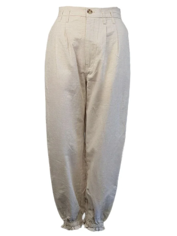 MADISON THE LABEL Women's Beige Cotton Full Length Pants #MS0234 X-Small NWT Classic Straight Pants