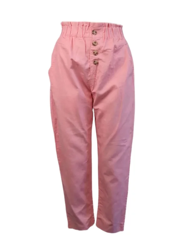 MADISON THE LABEL Women's Pink Cotton Full Length Pants #MS0219 X-Small NWT Relaxed Linen Pants