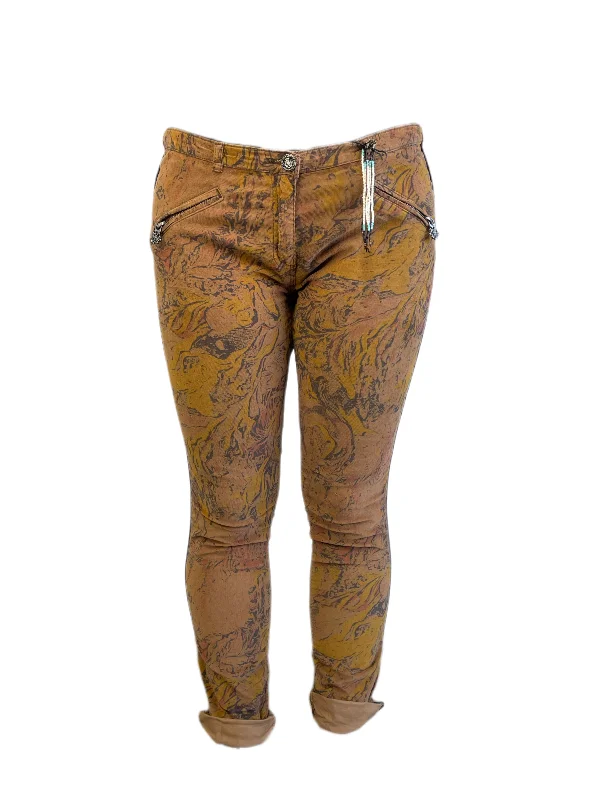 Maison Scotch Women's Brown All Over Print Pants #882 30/32 NWT Comfy High-Waist Jeans