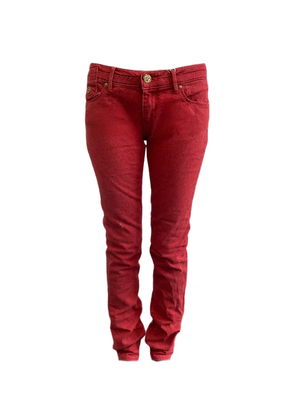 Maison Scotch Women's Burgundy Skinny Low Rise Pants #725 27/32 NWT Soft Sweatpants Style
