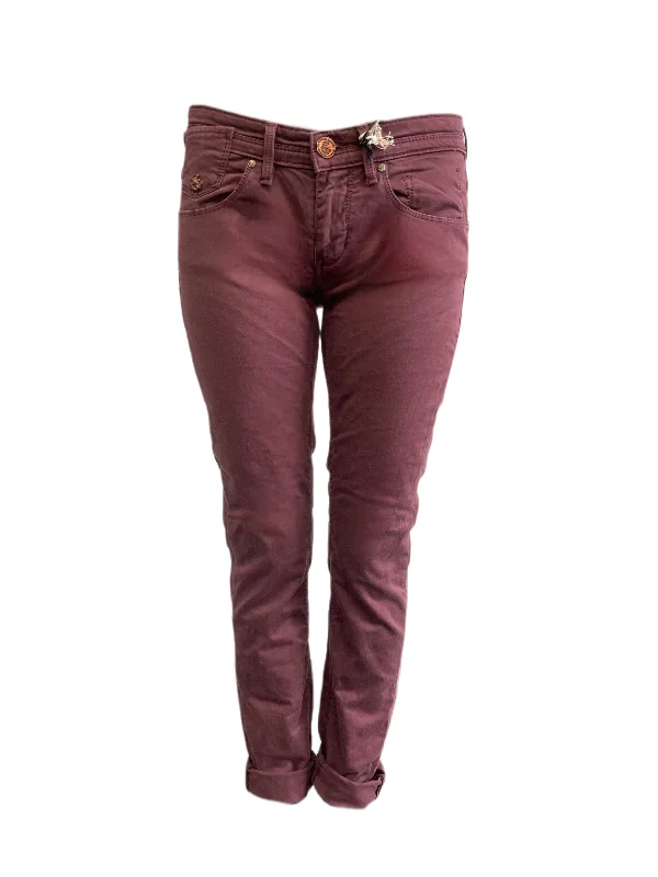 Maison Scotch Women's Burgundy Soft Low Rise Pants #726 NWT Comfy Cargo Trousers