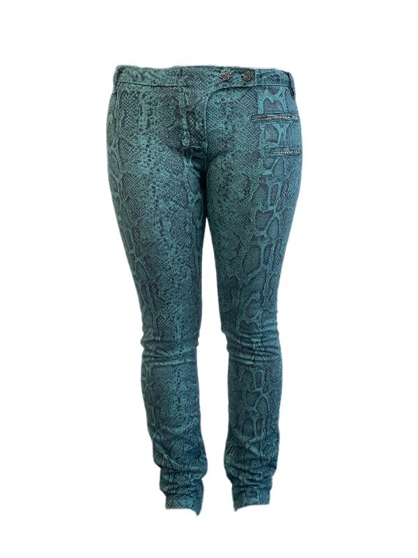 Maison Scotch Women's Green All Over Print Pants #850 29/32 NWT Fashionable Work Pants