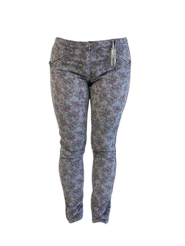 Maison Scotch Women's Grey All Over Print Pants #882 NWT Stylish Casual Pants
