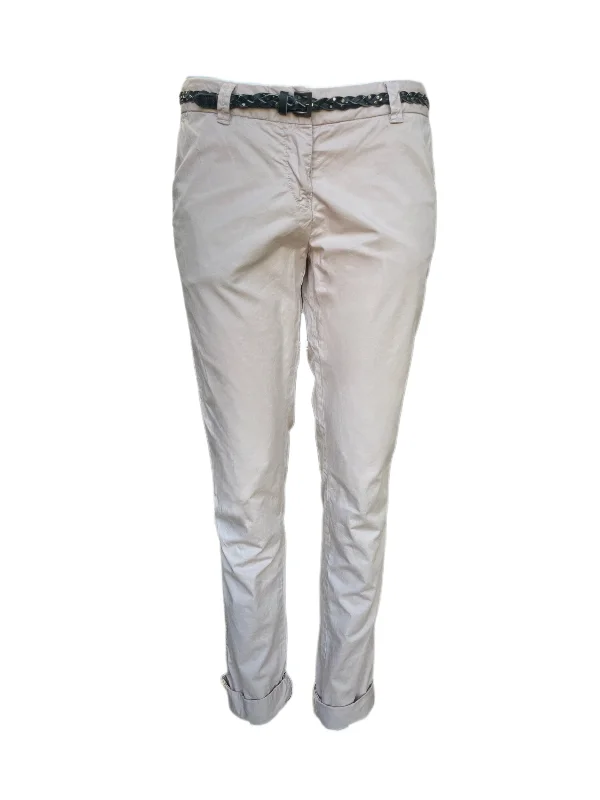 Maison Scotch Women's Light Pink Belted Chinos Pants #801 NWT Chic Capri Pants
