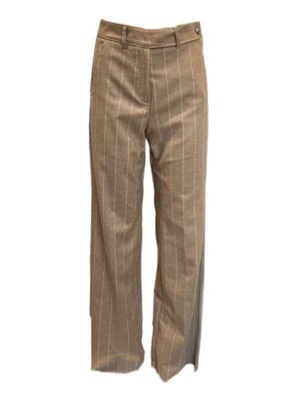 Marella By Max Mara Women's Camel Alma Striped Pants Size 4 NWT Comfortable Wide-Leg Pants
