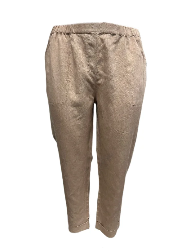 Marina Rinaldi Women's Beige Ragione Straight Leg Pants Size 18W/27 NWT Modern Bootcut Pants