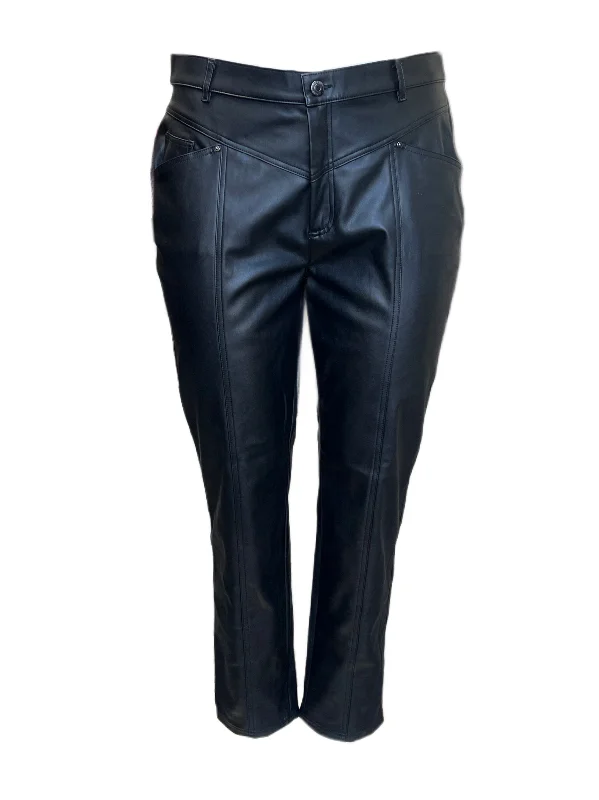 Marina Rinaldi Women's Black Ravalle Faux Leather Pants NWT Comfortable Denim Pants