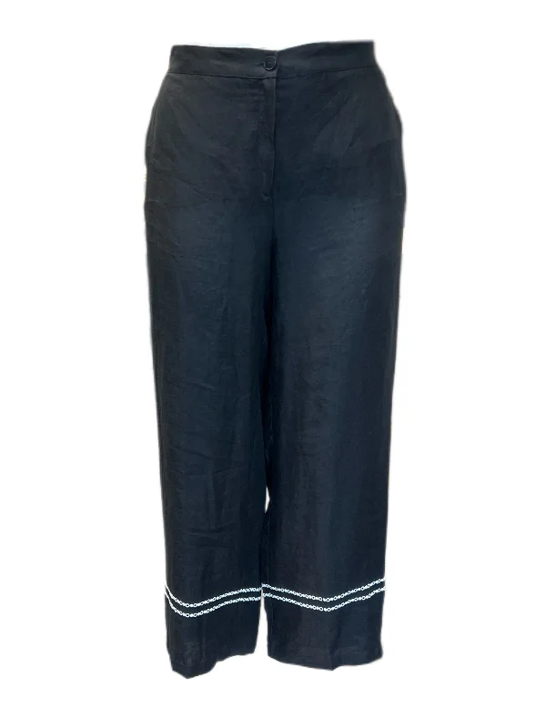 Marina Rinaldi Women's Black Rilievi Straight Len Pants Size 20W/29 NWT Casual Yoga Pants