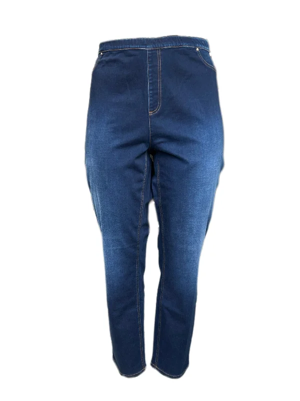 Marina Rinaldi Women's Blue Ibisco Straight Denim Pants Size 22W/31 NWT Chic Slim Fit Pants