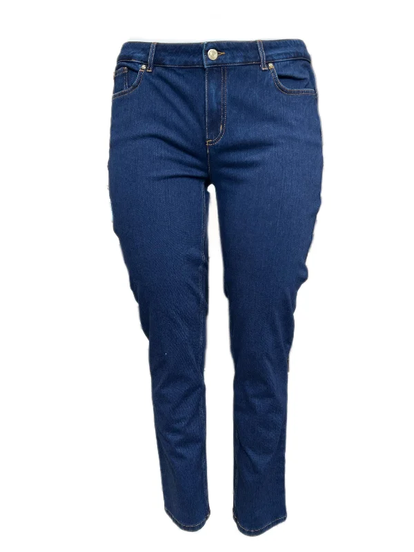 Marina Rinaldi Women's Blue Incontro Low Rise Denim Pants NWT Sleek Black Pants
