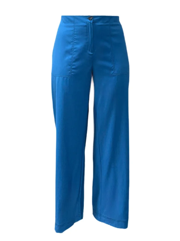 Marina Rinaldi Women's Blue Radice Straight Leg Pants NWT Casual Plaid Pants