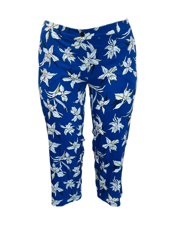Marina Rinaldi Women's Blue Ramon Floral Printed Skinny Pants Size 8W/17 NWT Comfy Athletic Pants