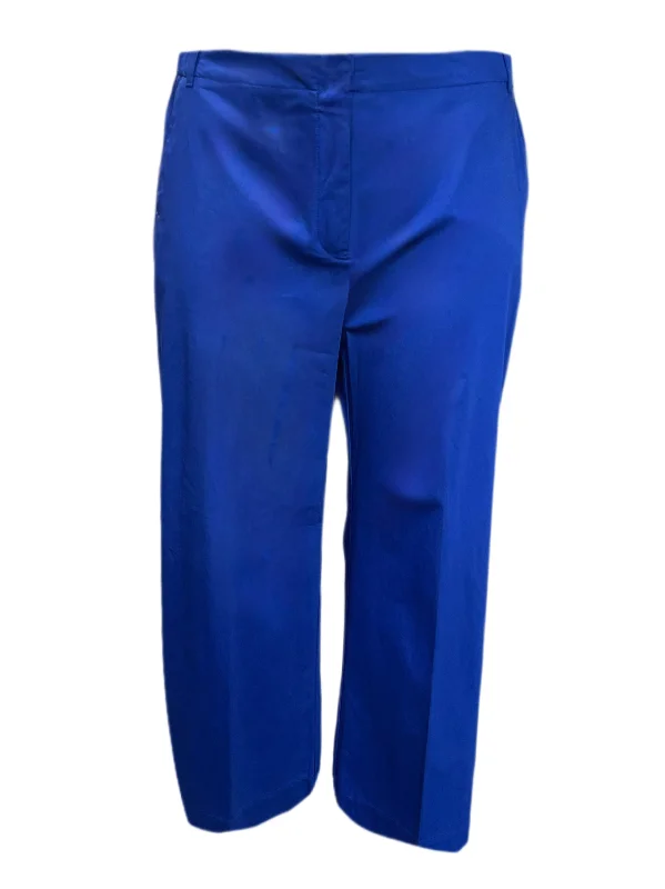 Marina Rinaldi Women's Blue Rima Mid Rise Straight Pants NWT Elegant High-Waist Pants