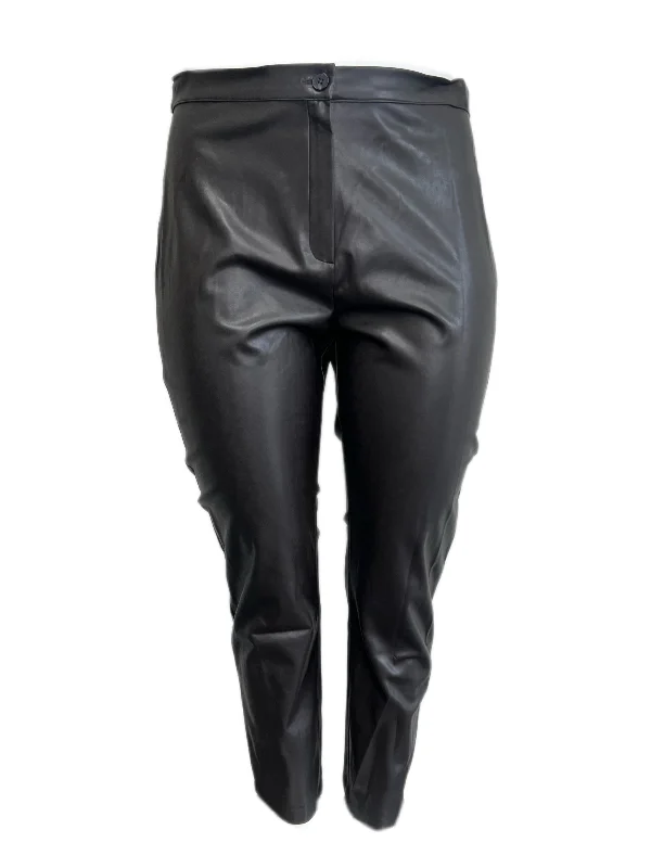 Marina Rinaldi Women's Brown Radiale Slim Faux Leather Pants NWT Comfortable Jogger Trousers