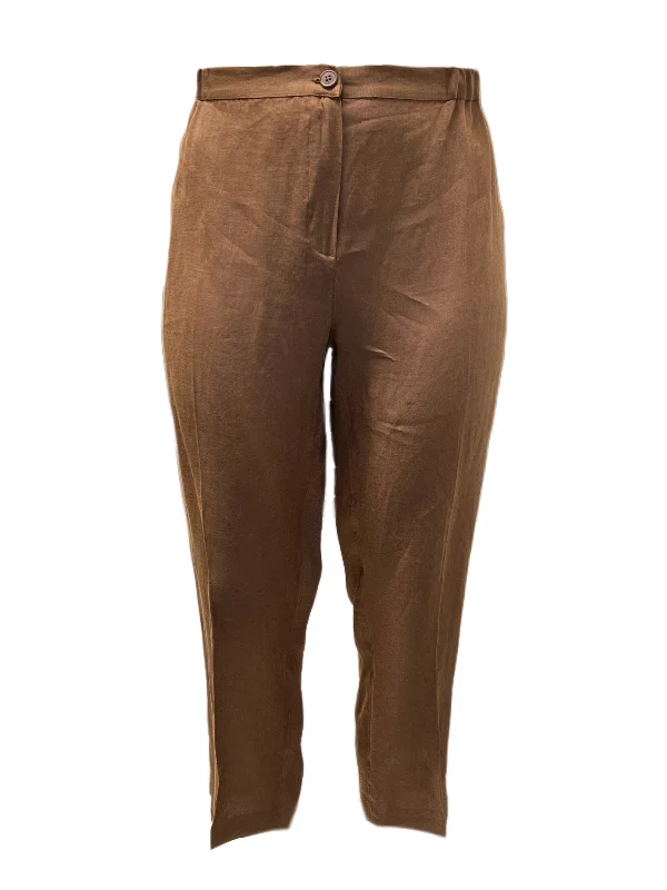 Marina Rinaldi Women's Brown Regione Len Pants NWT Elegant Trouser Pants