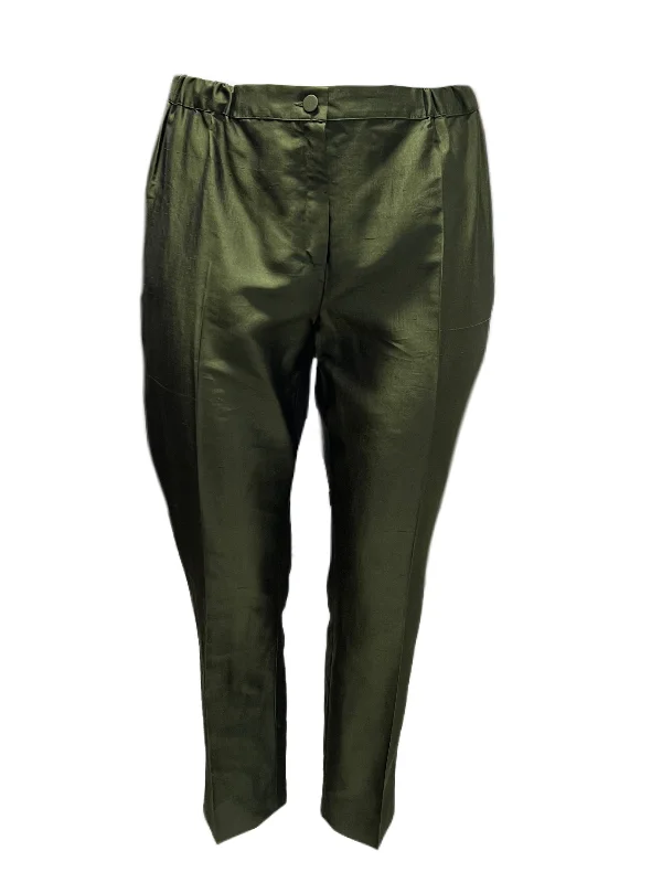 Marina Rinaldi Women's Green Rialto Straight Pants NWT Comfortable Fleece Pants