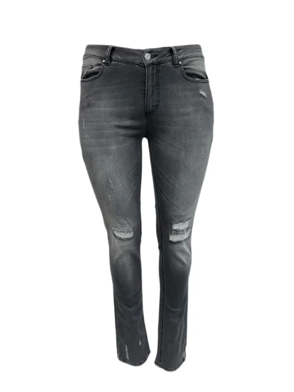 Marina Rinaldi Women's Grey Idrofono Cropped Denim Pants Size 12W/21 NWT Classic Straight-Leg Pants