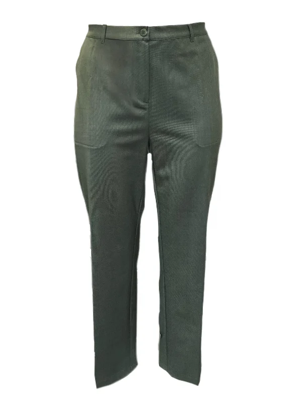 Marina Rinaldi Women's Kaki Racconto Straight Pants NWT Comfortable Fleece Pants