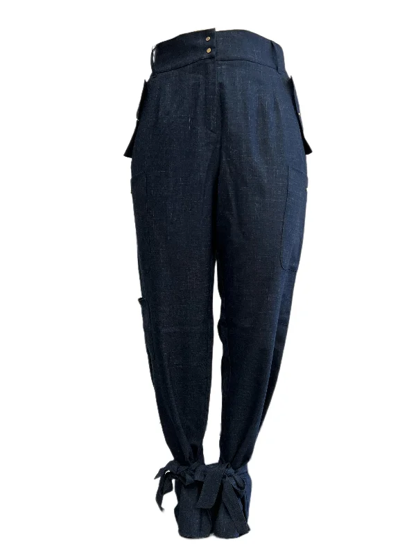 Marina Rinaldi Women's Navy Raissa High Rise Straight Pants NWT Comfy Zip-Up Pants