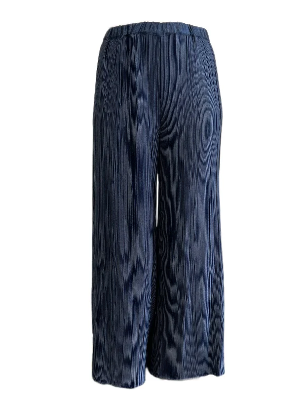 Marina Rinaldi Women's Navy Rima Pleated Wide Leg Pants Size XL NWT Modern Stretch Trousers