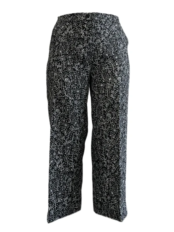 Marina Rinaldi Women's Nero Ringo Floral Printed Flax Pants NWT Cozy Knit Pants