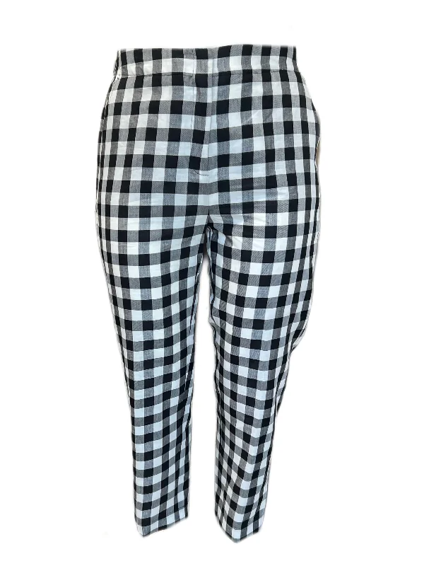 Marina Rinaldi Women's Nero Risaia Straight Plaid Pants Size NWT Formal Stretch Pants