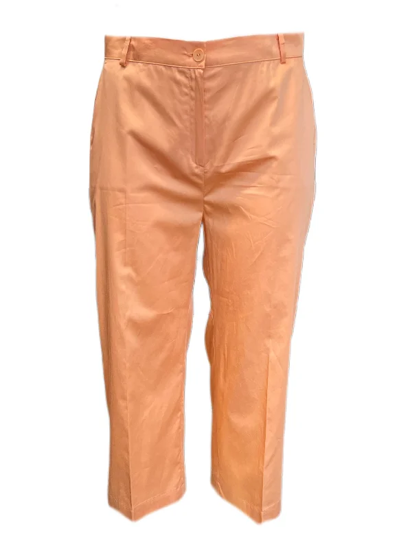 Marina Rinaldi Women's Orange Rombo Cotton Straight Pants Size 14W/23 NWT Lightweight Linen Pants