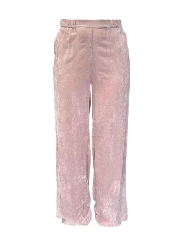 Marina Rinaldi Women's Pink Rabicco Velour Pants NWT Comfortable Wide-Leg Pants