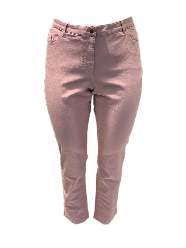 Marina Rinaldi Women's Pink Rafia Skiny Pants NWT Comfy Zip-Up Pants