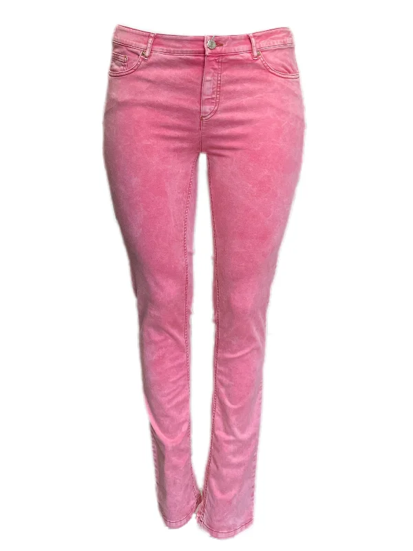Marina Rinaldi Women's Pink Remino Cotton Blended Low Rise Slim Pants NWT Fashionable Sporty Pants