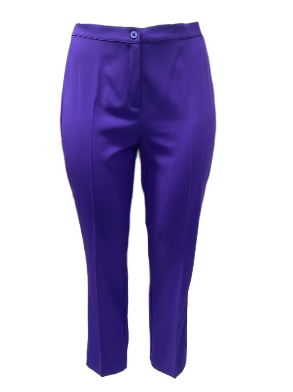 Marina Rinaldi Women's Purple Rosta Virgin Wool Pants NWT Classic Stretch Pants