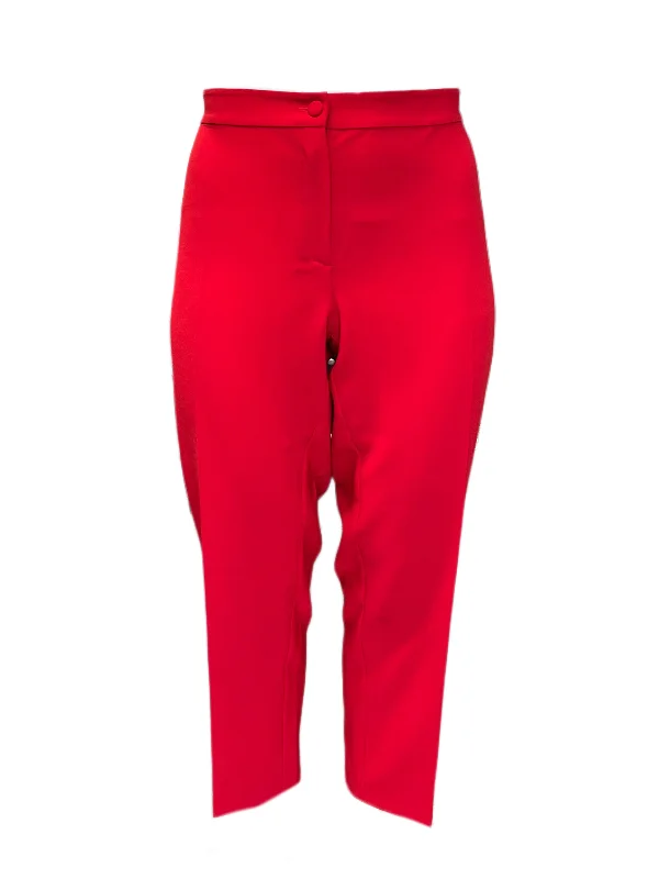 Marina Rinaldi Women's Red Radioso Straight Leg Pants NWT Stylish Paperbag Waist Pants