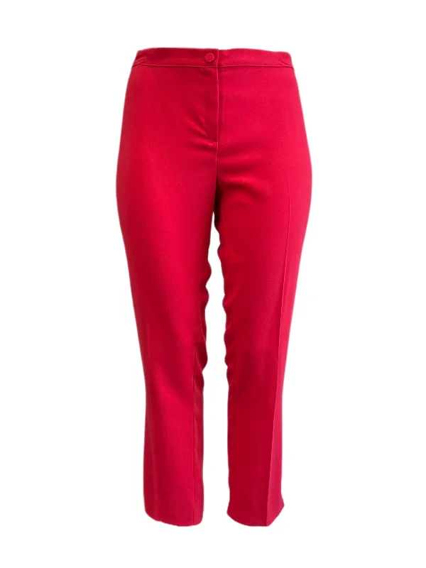 Marina Rinaldi Women's Red Revival Straight Leg Pants Size 18W/27 NWT Fashionable Button-Up Pants