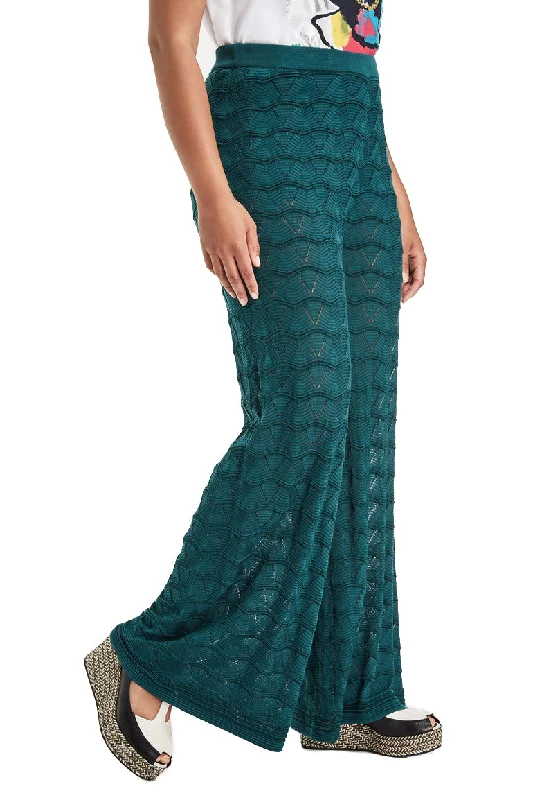 MARINA RINALDI Women's Teal Urlo Palazzo Pants $535 NWT Formal Wide-Leg Pants