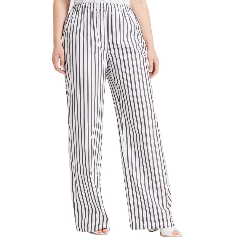 MARINA RINALDI Women's White/Grey Ritratto Striped Pants $295 NWT Casual Lounge Pants