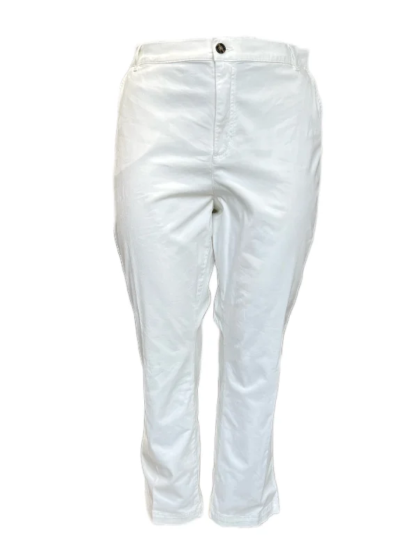 Marina Rinaldi Women's White Raduno Mid Rise Straight Pants Size 20W/29 NWT Fashionable Jogger Pants