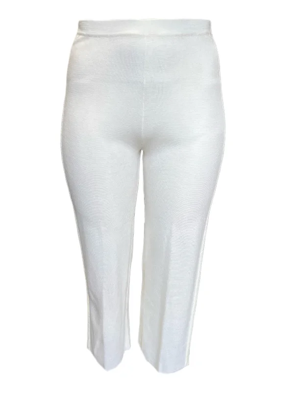 Marina Rinaldi Women's White Udienza Virgin Wool Pants NWT Trendy Velvet Pants