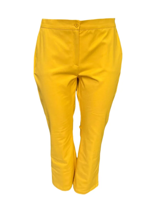 Marina Rinaldi Women's Yellow Rio Skinny Pants NWT Comfortable Pleated Pants