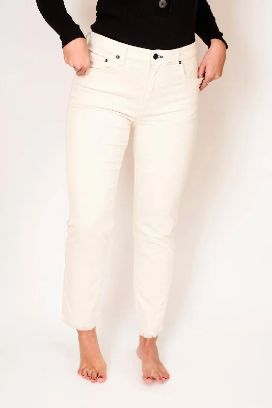 Mid Rise Straight Pant In Winter White Comfortable Jogger Trousers