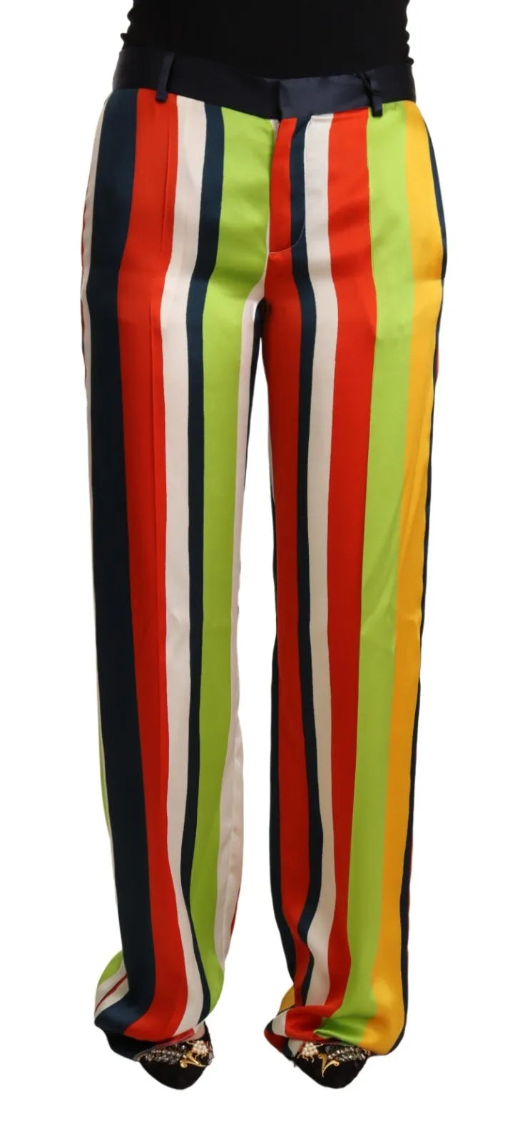 Multicolor Striped Mid Waist Straight Pants Comfy Athletic Pants