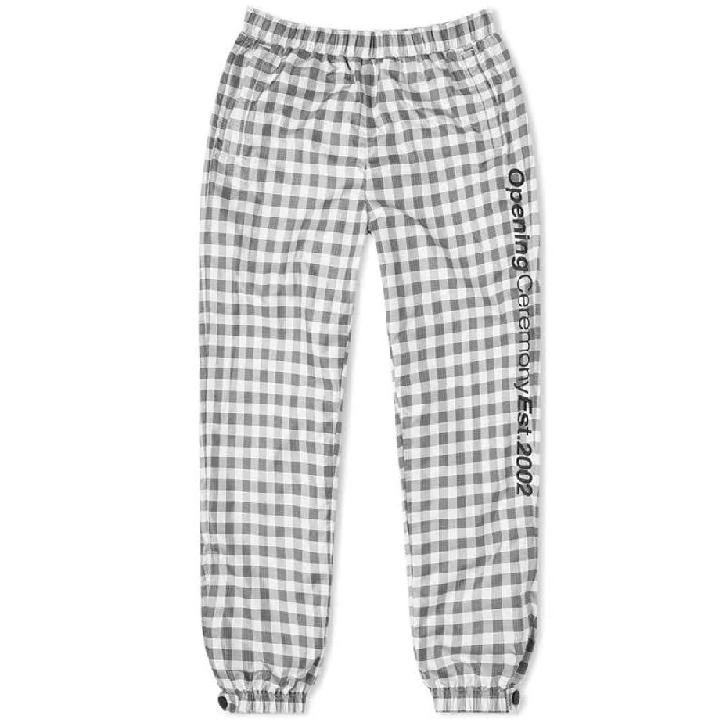 OPENING CEREMONY Women's Black Multi Plaid Nylon Jog Pants 0/X-Small $225 NWT Elegant Palazzo Trousers