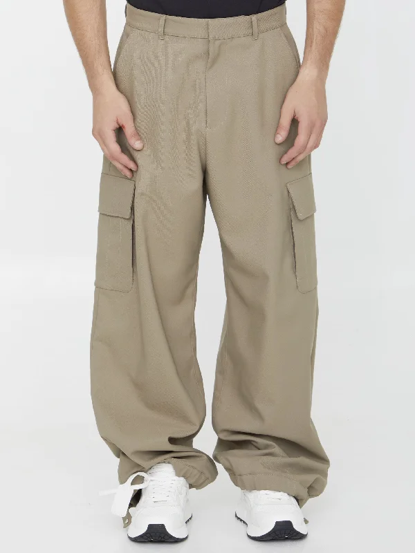 Ow Emb Drill Cargo Pants Cozy Fitted Pants