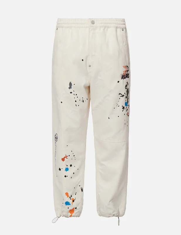 Paint Splash Print Monogram Denim Pants Relaxed High-Waist Trousers